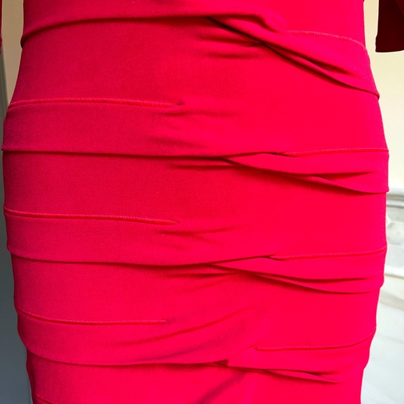 Eva Varro Ruched Stretched Bodycon Red Dress Size Small - Picture 6 of 13